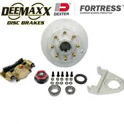 DeeMaxx® 7,000 lbs. Disc Brake Kit with 5/8" Studs for One Wheel with Gold Zinc Caliper with Dexter® Fortress® Aluminum Oil Cap - DM7KGOLD580-F