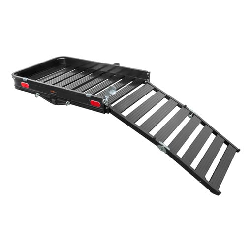 CURT Curt 50 x 30 Black Aluminum Hitch Cargo Carrier with Ramp Folding 2 Shank 18112 Southwest Wheel