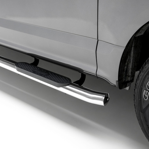 4" Polished Stainless Oval Side Bars, Select Ford F150, F250, F350, F450, F550